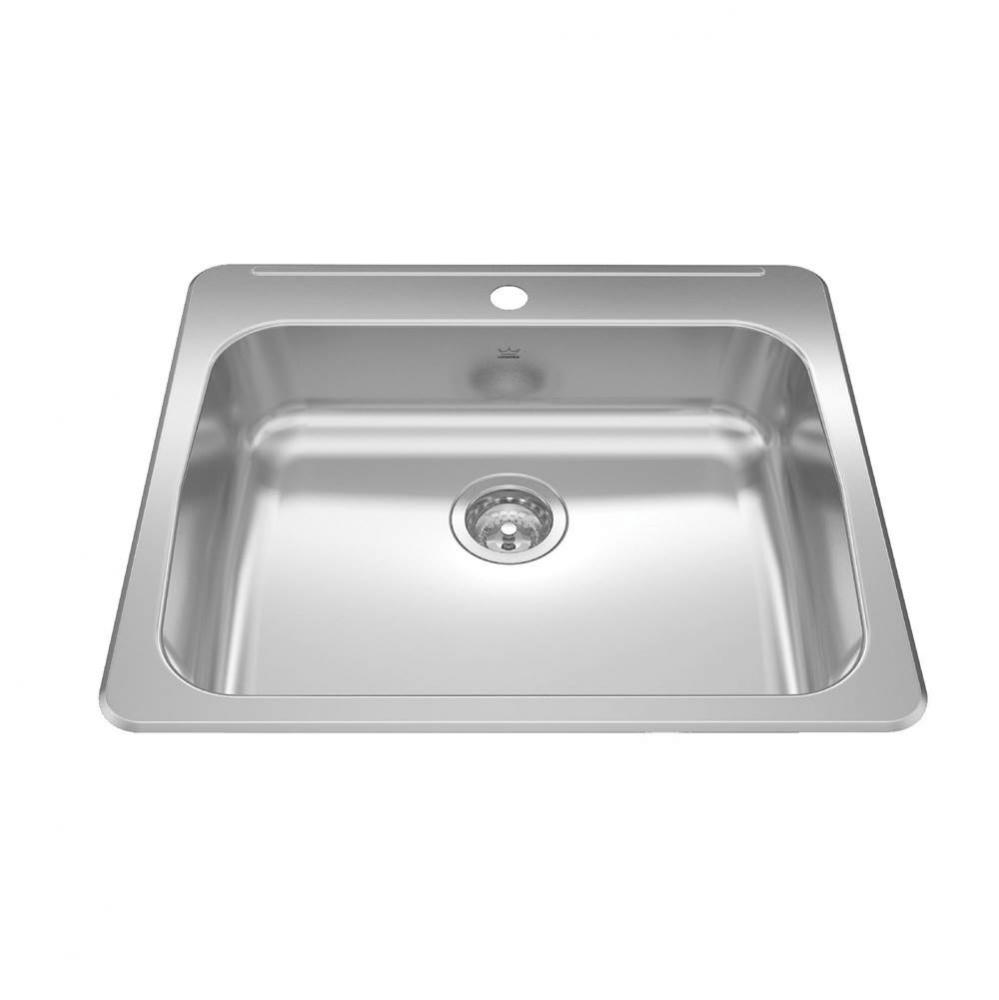 Reginox 25.62-in LR x 22-in FB Drop In Single Bowl 1-Hole Stainless Steel ADA Kitchen Sink