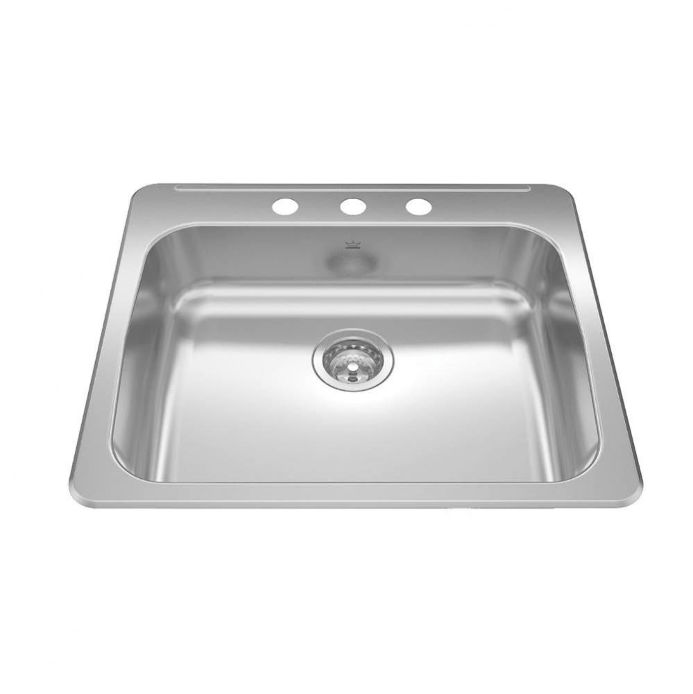 Reginox 25.62-in LR x 22-in FB Drop In Single Bowl 3-Hole Stainless Steel Kitchen Sink