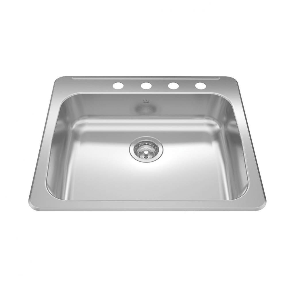 Reginox 25.62-in LR x 22-in FB Drop In Single Bowl 4-Hole Stainless Steel Kitchen Sink