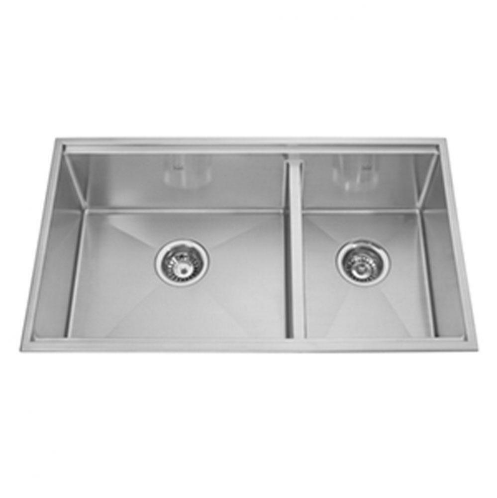 18 gauge, Designer Series topmount single bowl, 10 mms radius, includes grid, glass board with cut