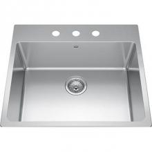 Kindred Canada BSL2225-9-3 - Brookmore 25.1-in LR x 22.1-in FB Drop in Single Bowl Stainless Steel Kitchen Sink