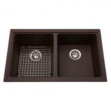 Kindred Canada KGD2U/9ES - Granite Series 33-in LR x 19.38-in FB Undermount Double Bowl Granite Kitchen Sink in Mocha