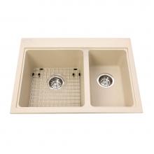 Kindred Canada KGDC2027R/8CH - Granite Series 27.56-in LR x 20.5-in FB Drop In Double Bowl Granite Kitchen Sink in Champagne