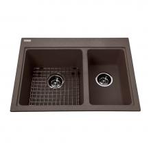 Kindred Canada KGDC2027R/8SM - Granite Series 27.56-in LR x 20.5-in FB Drop In Double Bowl Granite Kitchen Sink in Storm