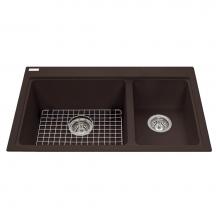 Kindred Canada KGDC2031R/8ES - Granite Series 31.5-in LR x 20.5-in FB Drop In Double Bowl Granite Kitchen Sink in Mocha