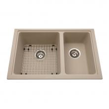 Kindred Canada KGDC2RU/8CH - Granite Series 27.56-in LR x 18.13-in FB Undermount Double Bowl Granite Kitchen Sink in Champagne