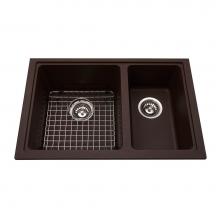 Kindred Canada KGDC2RU/8ES - Granite Series 27.56-in LR x 18.13-in FB Undermount Double Bowl Granite Kitchen Sink in Mocha