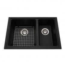 Kindred Canada KGDC2RU/8ON - Granite Series 27.56-in LR x 18.13-in FB Undermount Double Bowl Granite Kitchen Sink in Onyx