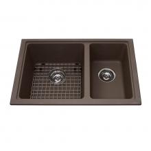 Kindred Canada KGDC2RU/8SM - Granite Series 27.56-in LR x 18.13-in FB Undermount Double Bowl Granite Kitchen Sink  in Storm