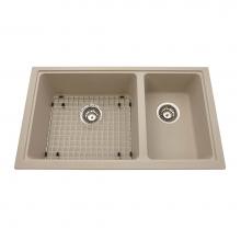 Kindred Canada KGDCR1U/8CH - Granite Series 31.5-in LR x 18.13-in FB Undermount Double Bowl Granite Kitchen Sink in Champagne