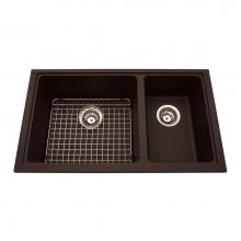 Kindred Canada KGDCR1U/8ES - Granite Series 31.5-in LR x 18.13-in FB Undermount Double Bowl Granite Kitchen Sink in Mocha