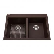 Kindred Canada KGDL2233/9ES - Granite Series 33-in LR x 22-in FB Drop In Double Bowl Granite Kitchen Sink in Mocha