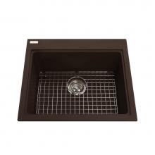 Kindred Canada KGSL2023/8ES - Granite Series 23-in LR x 20.5-in FB Drop In Single Bowl Granite Kitchen Sink in Mocha