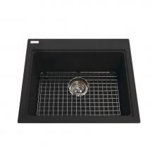 Kindred Canada KGSL2023/8ON - Granite Series 23-in LR x 20.5-in FB Drop In Single Bowl Granite Kitchen Sink in Onyx