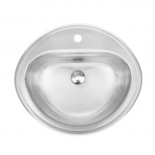 Kindred Canada KSOV1619/7-1 - 18.5-in LR x 16.38-in FB Drop In Single Bowl Stainless Steel Oval Bathroom Sink