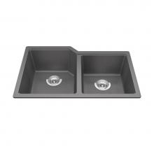 Kindred Canada MGC2031U-9SG - Granite Series 30.69-in LR x 19.69-in FB Undermount Double Bowl Granite Kitchen Sink in Stone Grey