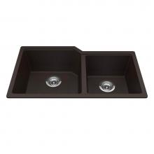 Kindred Canada MGC2034U-9ES - Granite Series 33.88-in LR x 19.69-in FB Undermount Double Bowl Granite Kitchen Sink in Mocha