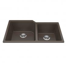 Kindred Canada MGC2034U-9SM - Granite Series 33.88-in LR x 19.69-in FB Undermount Double Bowl Granite Kitchen Sink in Storm