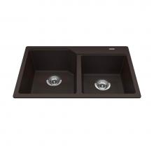 Kindred Canada MGCM2031-9ES - Granite Series 30.69-in LR x 19.69-in FB Drop In Double Bowl Granite Kitchen Sink in Mocha