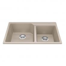 Kindred Canada MGCM2034-9CHA - Granite Series 33.88-in LR x 19.69-in FB Drop In Double Bowl Granite Kitchen Sink in Champagne