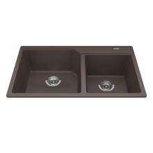 Kindred Canada MGCM2034-9SM - Granite Series 33.88-in LR x 19.69-in FB Drop In Double Bowl Granite Kitchen Sink in Storm