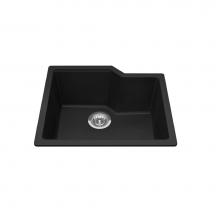 Kindred Canada MGS2022U-9MBK - Granite Series 22.06-in LR x 19.69-in FB Undermount Single Bowl Granite Kitchen Sink in Matte Blac