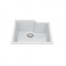 Kindred Canada MGS2022U-9PWT - Granite Series 22.06-in LR x 19.69-in FB Undermount Single Bowl Granite Kitchen Sink in Polar Whit