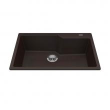 Kindred Canada MGSM2031-9ES - Granite Series 30.7-in LR x 19.69-in FB Drop In Single Bowl Granite Kitchen Sink in Mocha