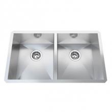 Kindred Canada QDFU1831/8 - 20 gauge hand fabricated undermount double bowl, zero radius