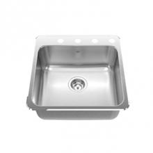 Kindred Canada QSLY2020/8/1 - 18 ga hand fabricated dual mount single bowl ledgeback sink, 20 mm corners, 1 faucet hole