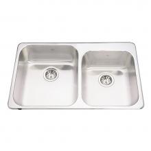 Kindred Canada QCM2033/8/1 - Double Bowl combination 20 gauge, 1 faucet hole