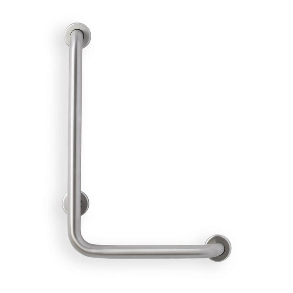 Grab Bar, 24''x16'' L, 1.5'', 90 deg Angle, Left Hand, Smooth, Stain