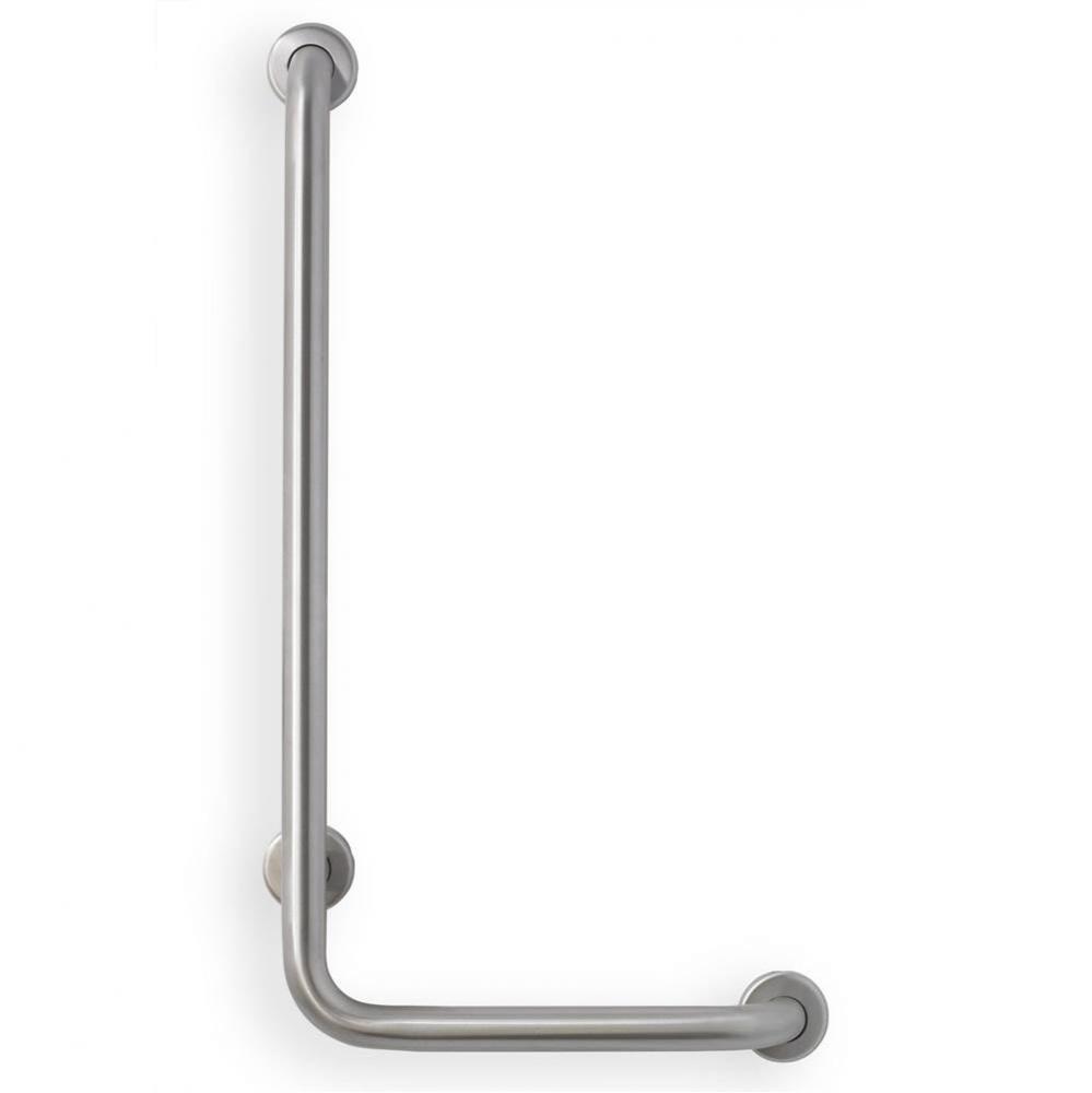 Grab Bar, 32''x16'' L, 1.5'', 90 deg Angle, Left Hand, Smooth, Stain