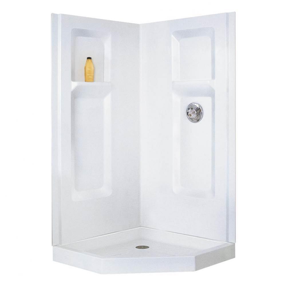 Durawall Corner Shower Wall, 38'', Fiberglass, White