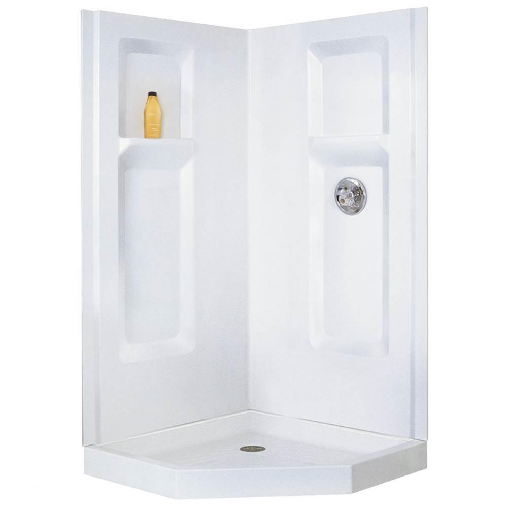 Durawall Corner Shower Wall, 36'', Fiberglass, White