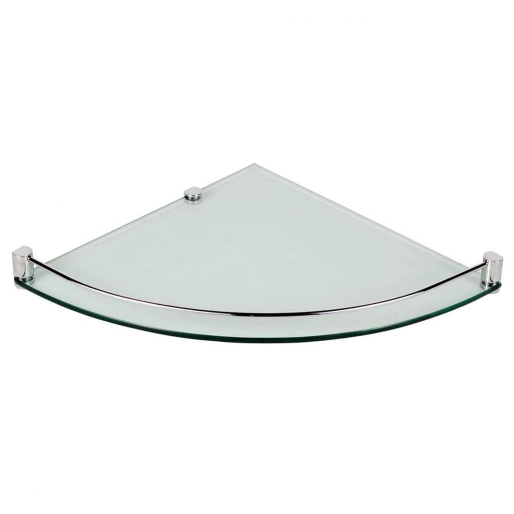 Single Glass Corner Shelf with Railing with Tempered Glass - White Frost