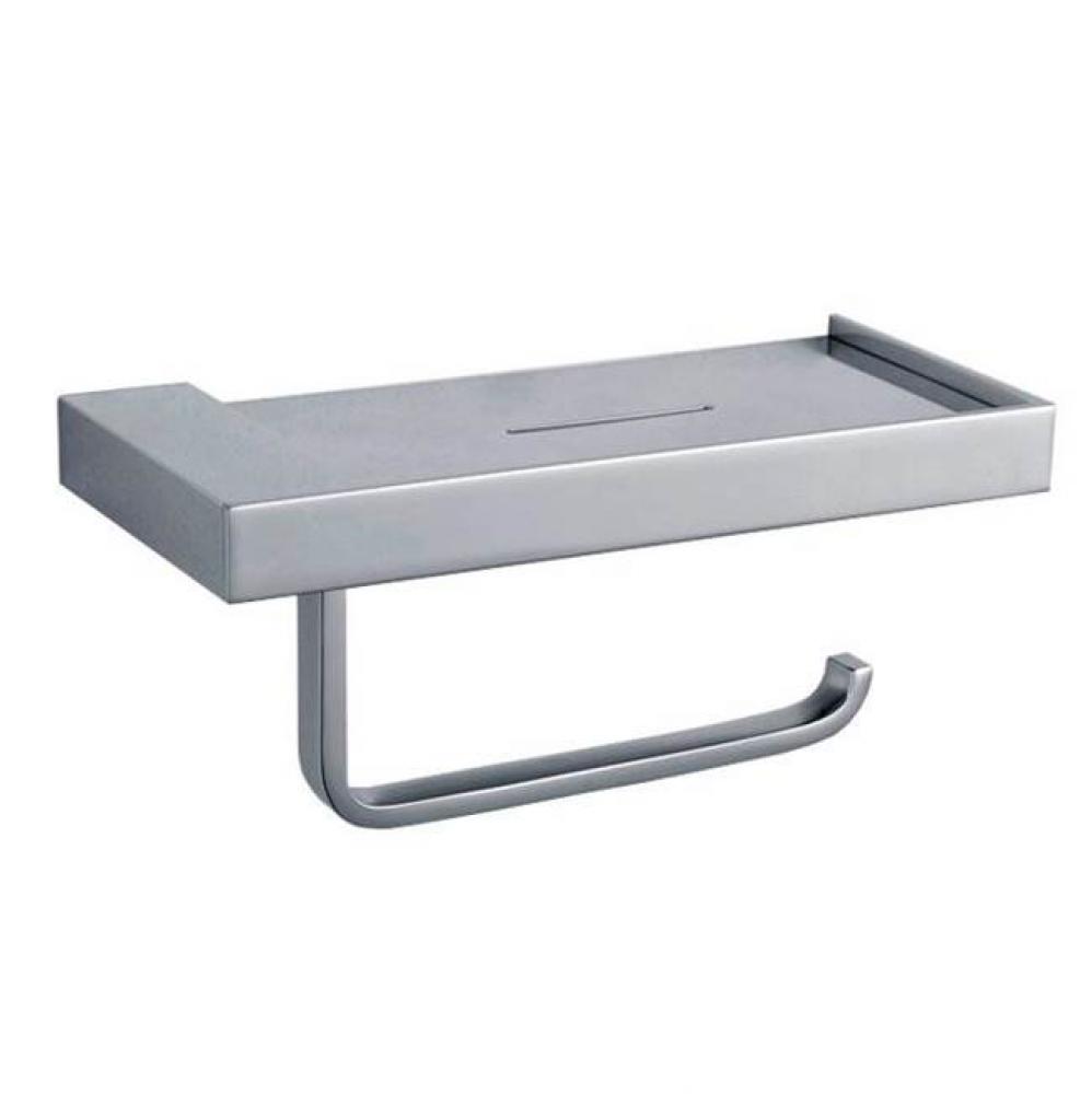 Paper Holder with Shelf - Brushed Nickel