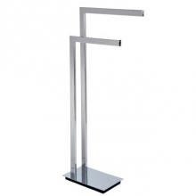 LaLoo Canada 9000MC - Double Bar Floor Towel Stand - Matte Black & Chrome
