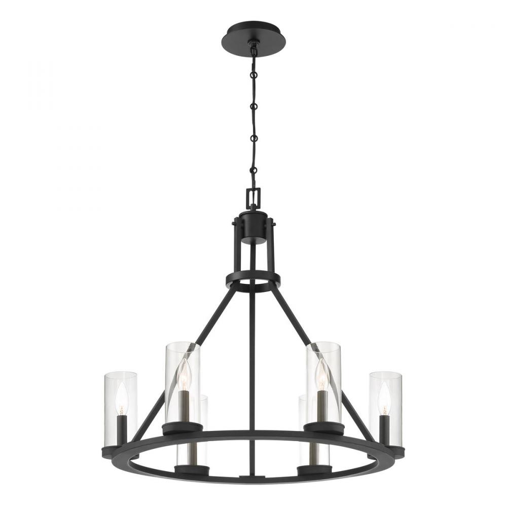 Nerito, 6LT Chandelier, Blk