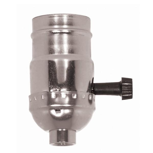 3-Way (2 Circuit) Turn Knob Socket With Removable Knob; 1/8 IPS; Aluminum; Nickel Finish; 250W;