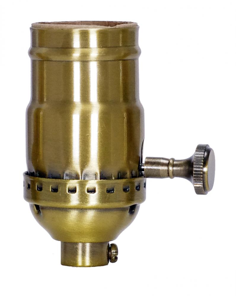 On-Off Turn Knob Socket With Removable Knob; 1/8 IPS; 3 Piece Stamped Solid Brass; Antique Brass