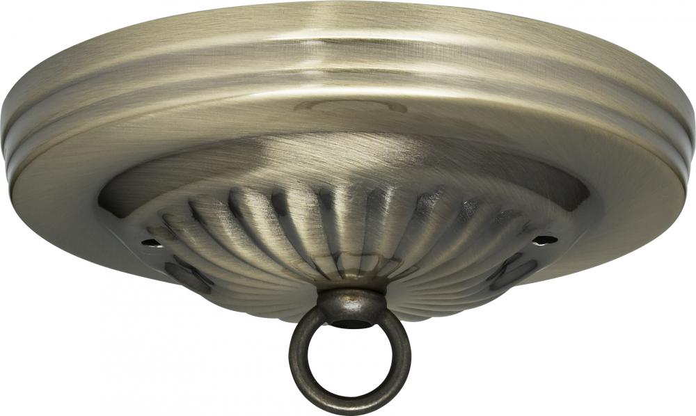 Ribbed Canopy Kit; Antique Brass Finish; 5" Diameter; 7/16" Center Hole; 2-8/32 Bar Holes;