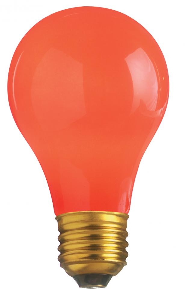 25 Watt A19 Incandescent; Ceramic Red; 1000 Average rated hours; 15 Lumens; Medium base; 130 Volt