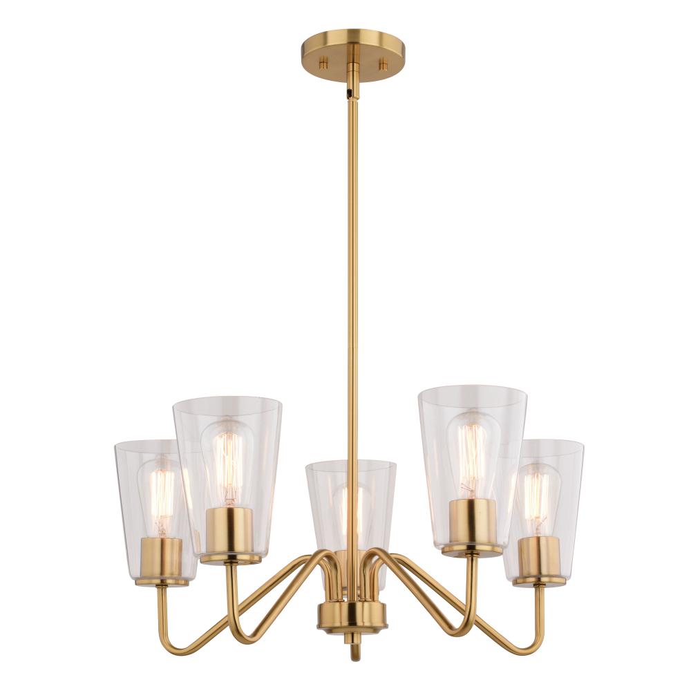 Beverly 23-in 5 Light Chandelier Muted Brass