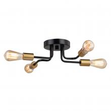  C0302 - Rhine 15.75-in. 4 Light Semi-flush Mount Black and Natural Brass