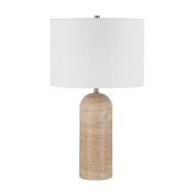 Renwil LPT1262 - Ixora 25" Tall Plated Antique Brushed Brass Iron Table Lamp with Drum Linen Shade