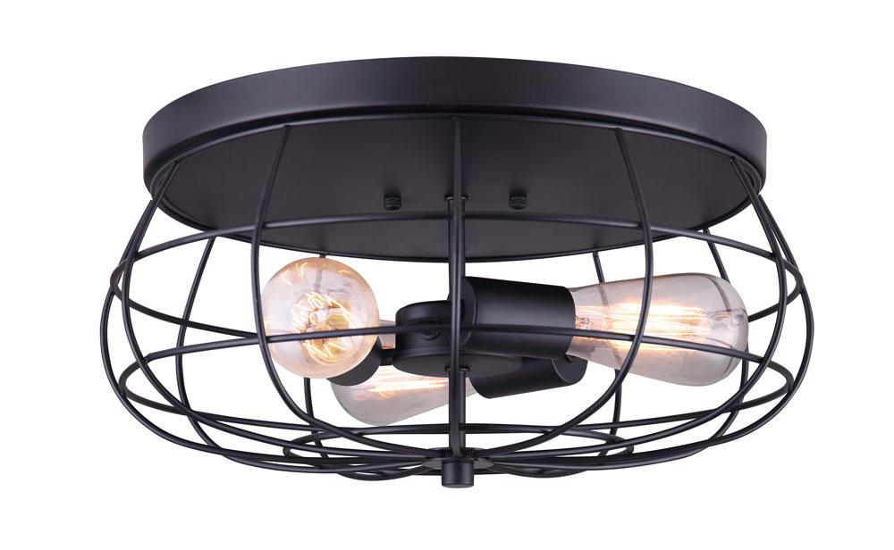 Flora 3 Light Flush Mount, Black Finish