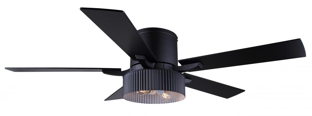 Rexton 52 in. Indoor Standard Matte Black Ceiling Fan with Vintage LED Bulbs Included