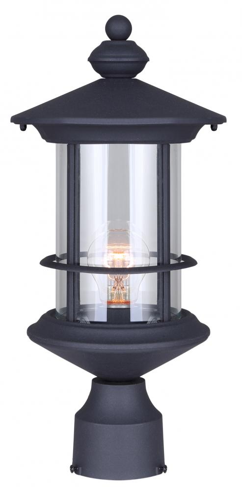 TREEHOUSE, 1 Lt Outdoor Post Light, Clear Glass, 1 x 100W Type A, 8" W x 17 1/4" H x 8"