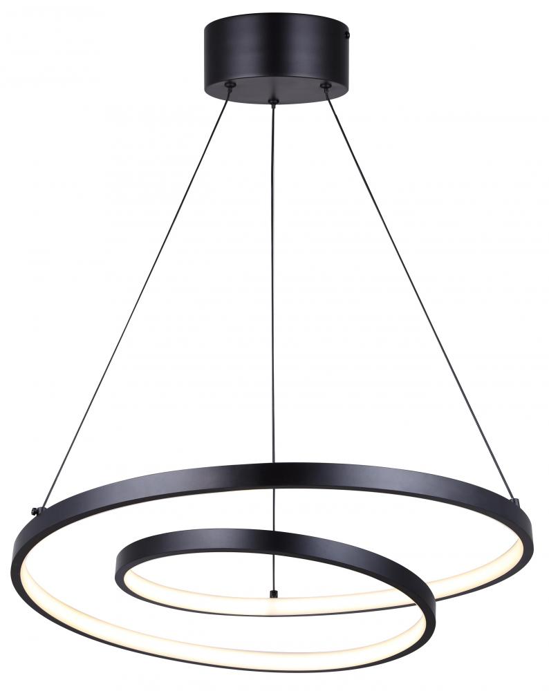 LIVANA, LCH259A20BK, MBK Color, 20" Width Cord LED Chandelier, 29W LED (Integrated), Dimmable